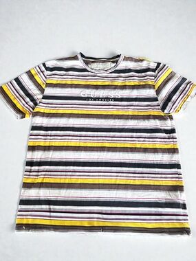 Vintage Guess Originals Striped T-Shirt Y2K Logo Tee Medium